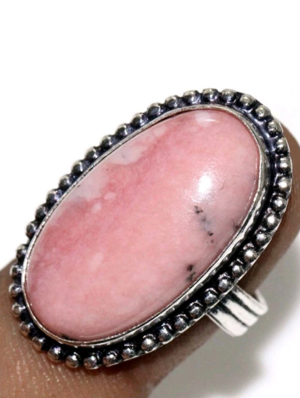Peruvian Pink Opal Gemstone Jewelry 925 Sterling Silver Handmade Ring